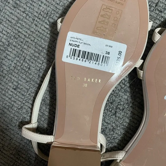 NWT Ted Baker London Nude Pepell Slingback Leather Sandals Size 7.5 Size 38 EU - Picture 7 of 9